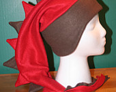 REDUCED 25% Red/Brown Fleece Spiked Dragon/Dinosaur Winter Ski Hat