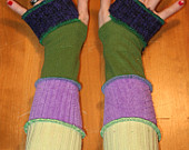 Fingerless Texting Gloves Arm Warmers Wrist Warmers Purple Black Green