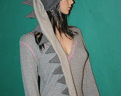Extra Long Dragon Dinosaur Tail Gray Fleece Winter Ski Snowboarding Hat