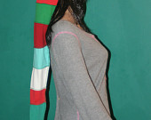 Long Christmas Stocking Hat Awesome Scarf Hat Red Green White Pompom