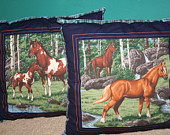 CHRISTMAS CLEARANCE - Set of TWO Horse Pillows