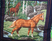 CHRISTMAS CLEARANCE - Brown Horses in Woods Pillow