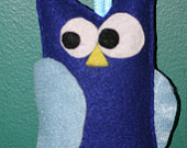 Blue Owl Felt Christmas Ornament Adorable Cute Stuffed Large Wall Hanging