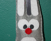 Cute Gray Bunny With White Ears And Cute Tail Felt Handstitched Ornament Christmas Tree