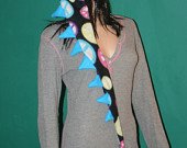 Extra Long Dragon Dinosaur Tail Peace Signs Blue Winter Fleece Ski Hat