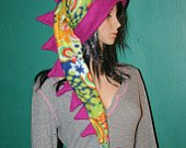 Super Long Dragon Dinosaur Tail Colorful Rainbow Purple Winter Fleece Ski Hat